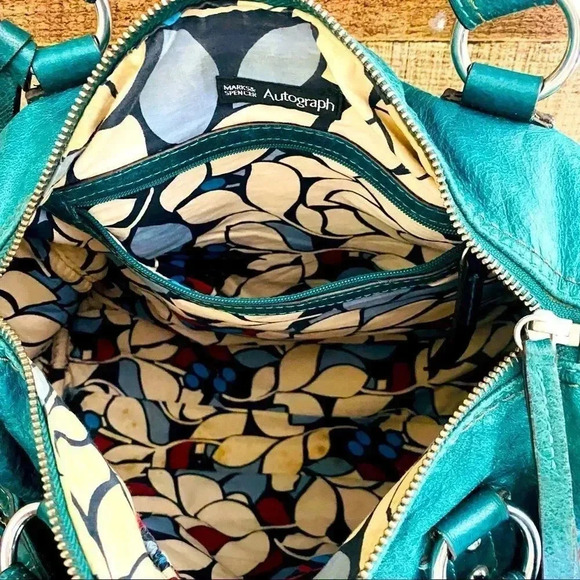 Marks & Spencer Autograph Teal/Green Leather Satchel - Picture 9 of 10